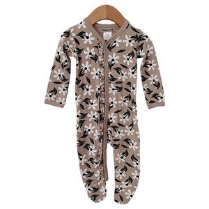 SpearmintLOVE Ruffle Snap Footie Clay Floral 0-3